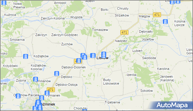 mapa Lisków, Lisków na mapie Targeo