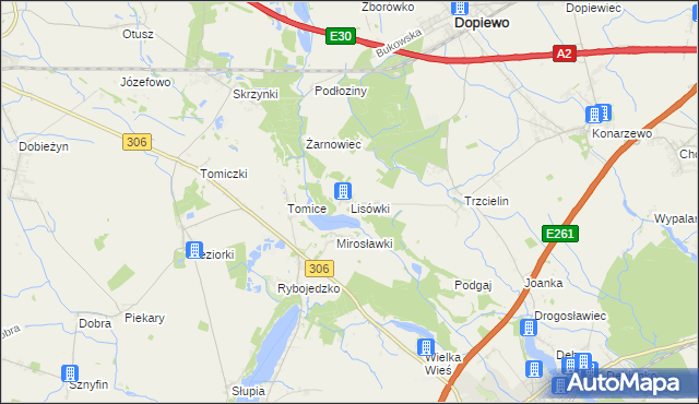 mapa Lisówki, Lisówki na mapie Targeo