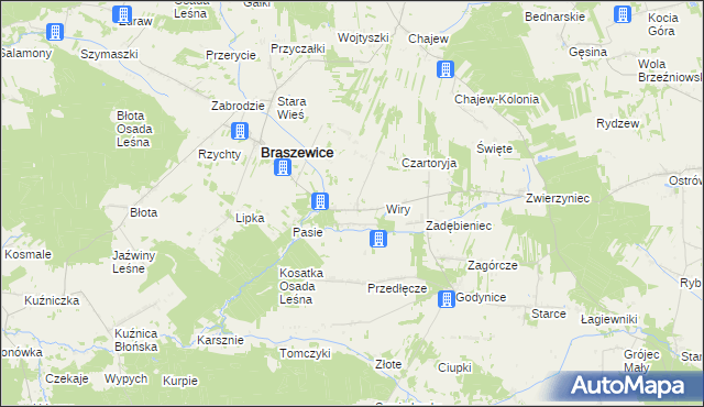mapa Lisy gmina Brąszewice, Lisy gmina Brąszewice na mapie Targeo