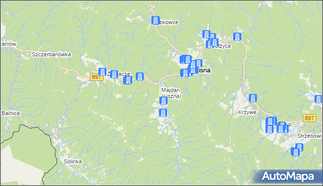 mapa Liszna gmina Cisna, Liszna gmina Cisna na mapie Targeo