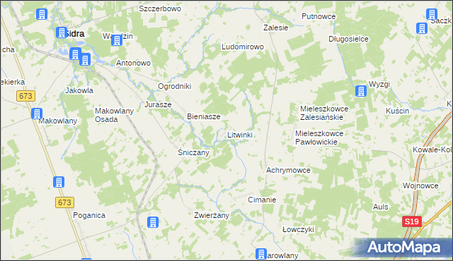 mapa Litwinki gmina Kuźnica, Litwinki gmina Kuźnica na mapie Targeo