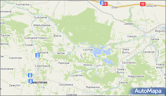 mapa Łochów gmina Żelechlinek, Łochów gmina Żelechlinek na mapie Targeo