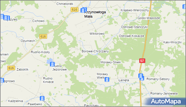 mapa Łoje gmina Krzynowłoga Mała, Łoje gmina Krzynowłoga Mała na mapie Targeo