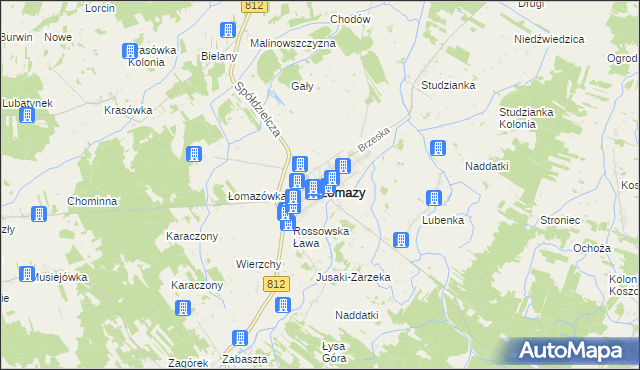 mapa Łomazy, Łomazy na mapie Targeo