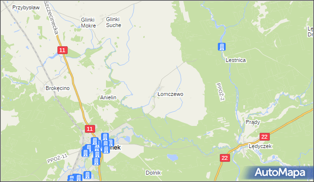 mapa Łomczewo, Łomczewo na mapie Targeo