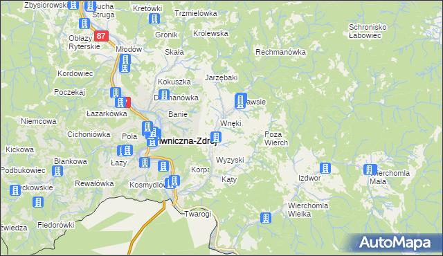 mapa Łomnica-Zdrój, Łomnica-Zdrój na mapie Targeo