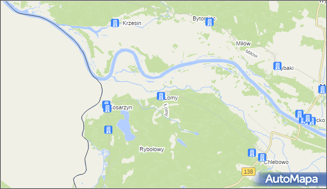 mapa Łomy gmina Gubin, Łomy gmina Gubin na mapie Targeo