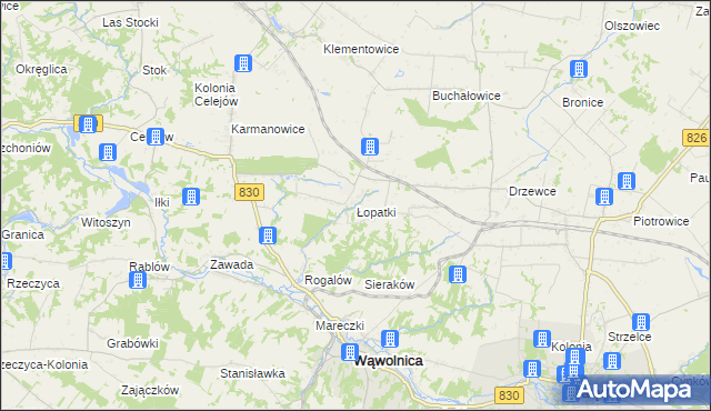 mapa Łopatki gmina Wąwolnica, Łopatki gmina Wąwolnica na mapie Targeo