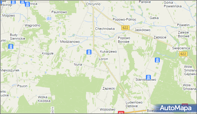 mapa Lorcin gmina Nasielsk, Lorcin gmina Nasielsk na mapie Targeo