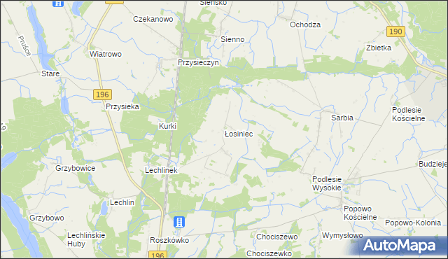 mapa Łosiniec gmina Skoki, Łosiniec gmina Skoki na mapie Targeo