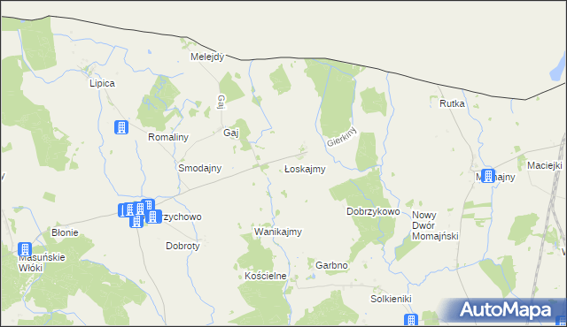 mapa Łoskajmy gmina Sępopol, Łoskajmy gmina Sępopol na mapie Targeo