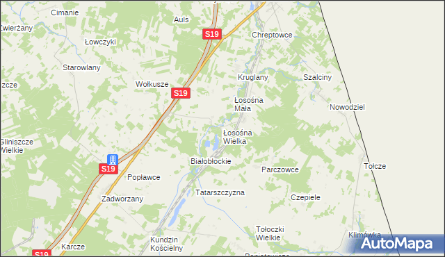 mapa Łosośna Wielka, Łosośna Wielka na mapie Targeo