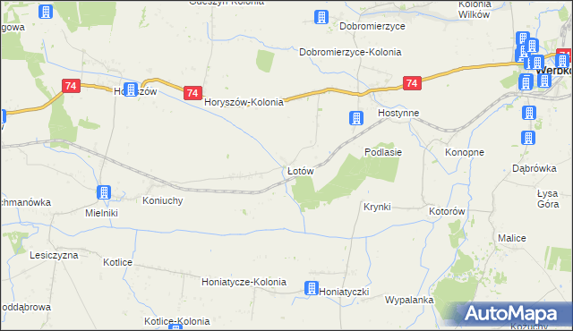 mapa Łotów, Łotów na mapie Targeo