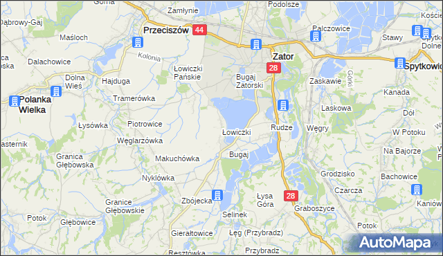 mapa Łowiczki, Łowiczki na mapie Targeo