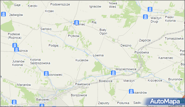 mapa Łowinia, Łowinia na mapie Targeo