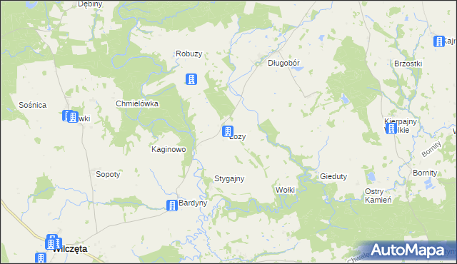 mapa Łozy gmina Płoskinia, Łozy gmina Płoskinia na mapie Targeo