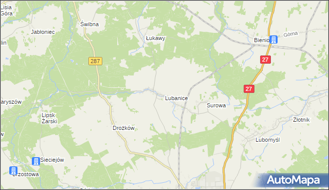 mapa Lubanice, Lubanice na mapie Targeo