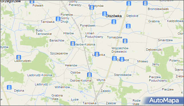 mapa Łubianka gmina Olszówka, Łubianka gmina Olszówka na mapie Targeo