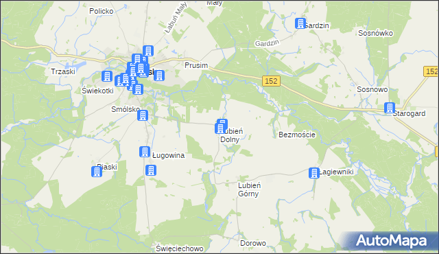 mapa Lubień Dolny, Lubień Dolny na mapie Targeo