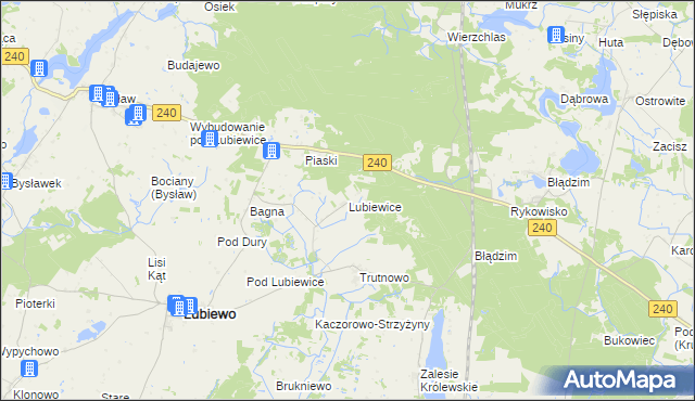 mapa Lubiewice gmina Lubiewo, Lubiewice gmina Lubiewo na mapie Targeo