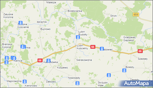 mapa Łubin Kościelny, Łubin Kościelny na mapie Targeo