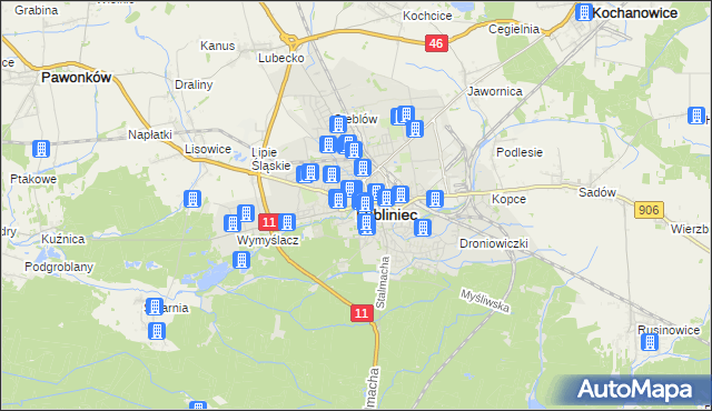 mapa Lubliniec, Lubliniec na mapie Targeo
