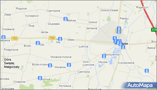 mapa Łubnica gmina Piątek, Łubnica gmina Piątek na mapie Targeo
