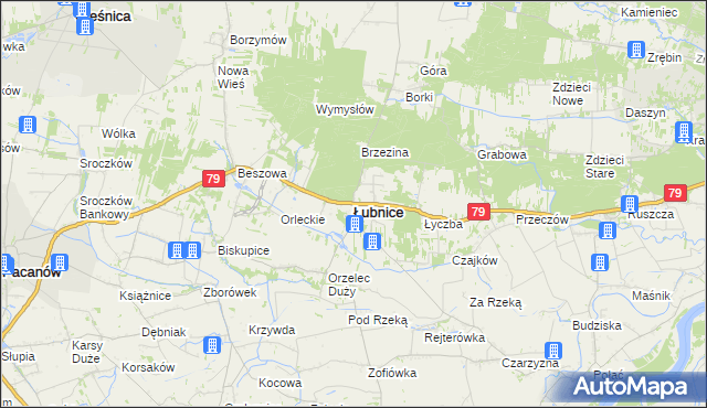 mapa Łubnice powiat staszowski, Łubnice powiat staszowski na mapie Targeo