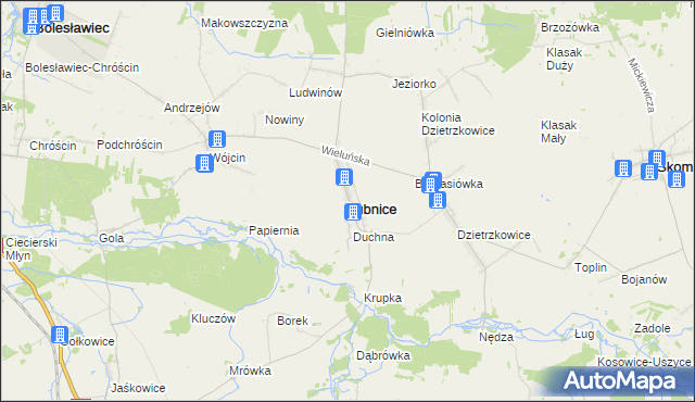 mapa Łubnice powiat wieruszowski, Łubnice powiat wieruszowski na mapie Targeo