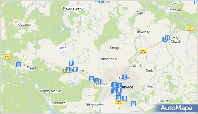 mapa Lubostronie, Lubostronie na mapie Targeo