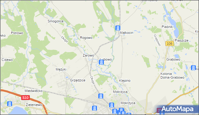 mapa Lubowo gmina Stargard, Lubowo gmina Stargard na mapie Targeo