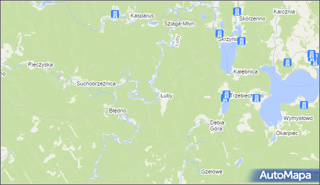 mapa Łuby gmina Osiek, Łuby gmina Osiek na mapie Targeo