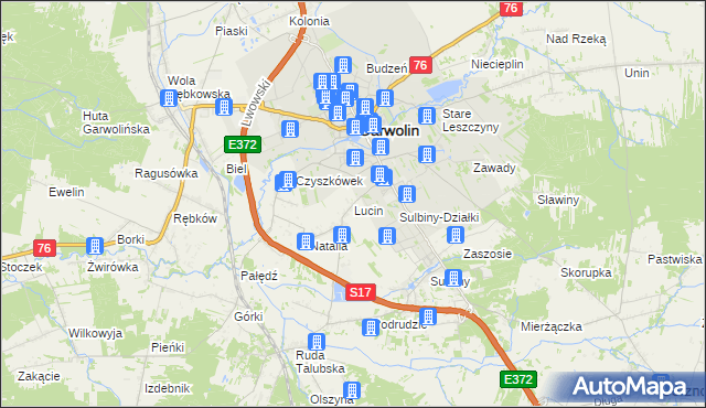 mapa Lucin gmina Garwolin, Lucin gmina Garwolin na mapie Targeo