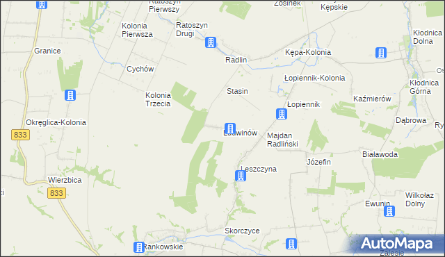 mapa Ludwinów gmina Borzechów, Ludwinów gmina Borzechów na mapie Targeo