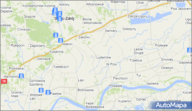 mapa Ludwinów gmina Solec-Zdrój, Ludwinów gmina Solec-Zdrój na mapie Targeo
