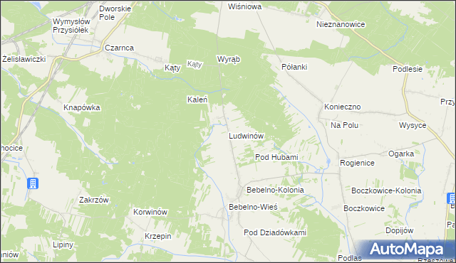 mapa Ludwinów gmina Włoszczowa, Ludwinów gmina Włoszczowa na mapie Targeo