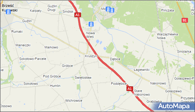 mapa Ludwinowo gmina Włocławek, Ludwinowo gmina Włocławek na mapie Targeo