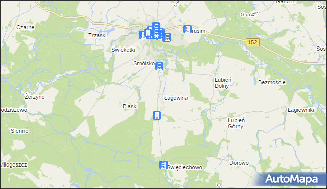 mapa Ługowina gmina Resko, Ługowina gmina Resko na mapie Targeo