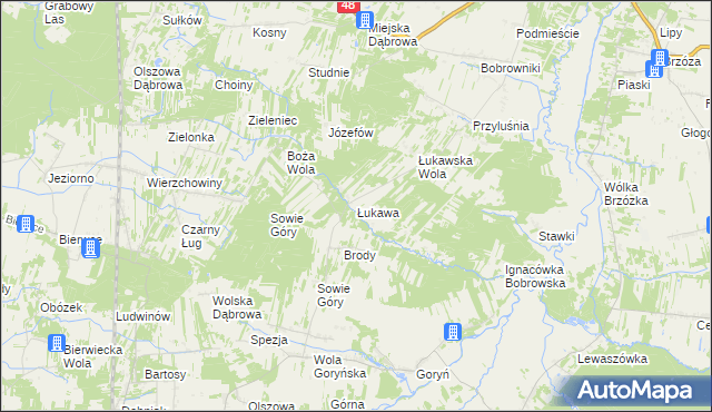 mapa Łukawa gmina Głowaczów, Łukawa gmina Głowaczów na mapie Targeo