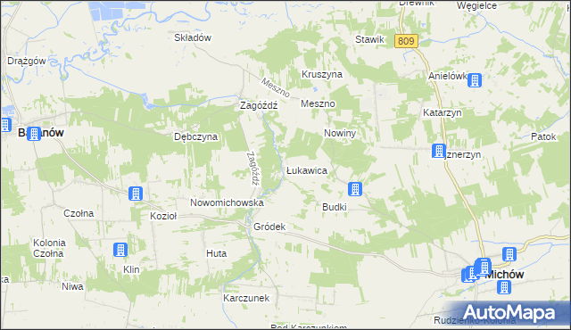 mapa Łukawica gmina Baranów, Łukawica gmina Baranów na mapie Targeo