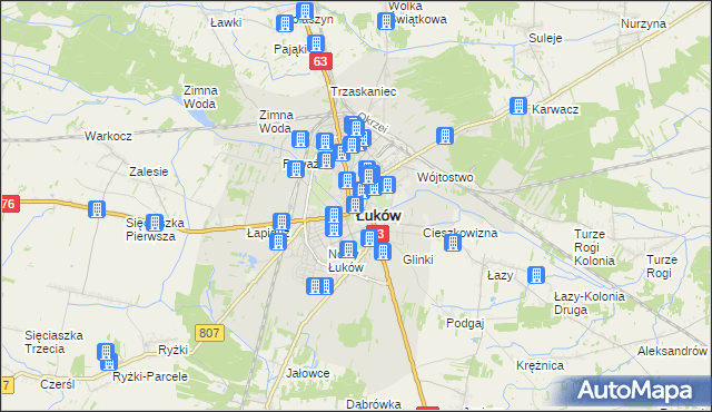 mapa Łuków, Łuków na mapie Targeo