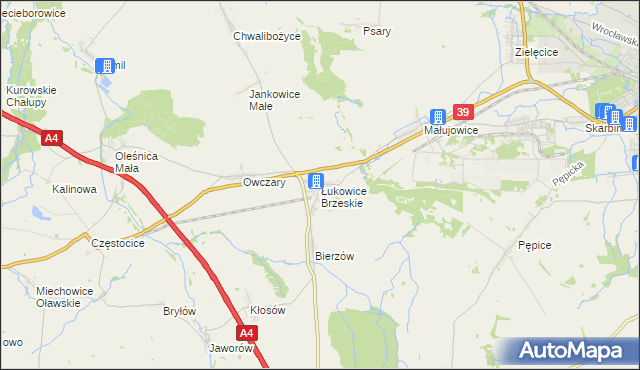 mapa Łukowice Brzeskie, Łukowice Brzeskie na mapie Targeo