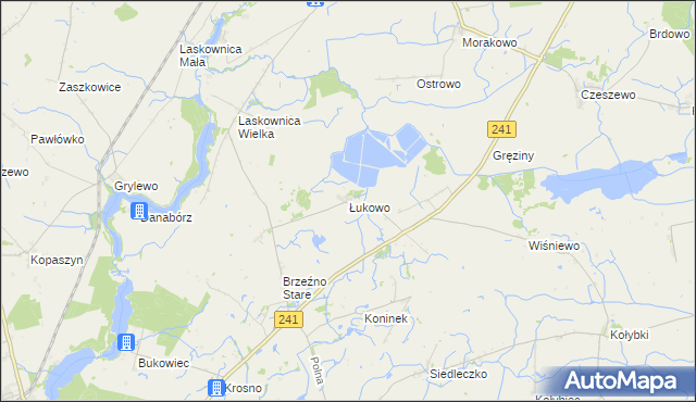 mapa Łukowo gmina Wągrowiec, Łukowo gmina Wągrowiec na mapie Targeo
