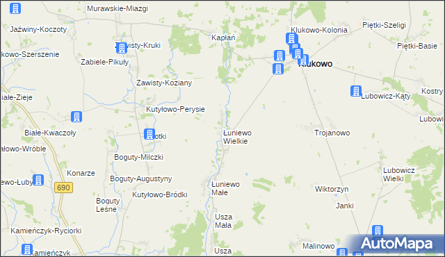 mapa Łuniewo Wielkie, Łuniewo Wielkie na mapie Targeo