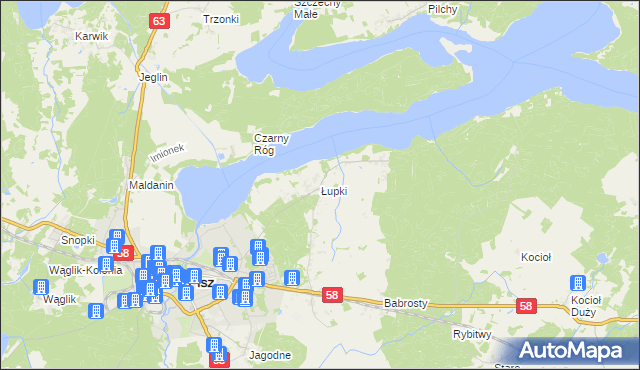 mapa Łupki gmina Pisz, Łupki gmina Pisz na mapie Targeo