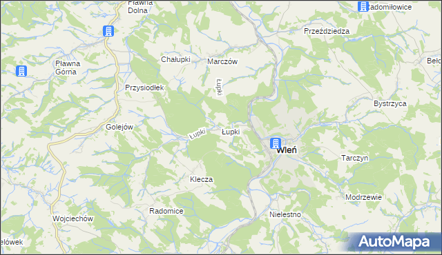 mapa Łupki gmina Wleń, Łupki gmina Wleń na mapie Targeo