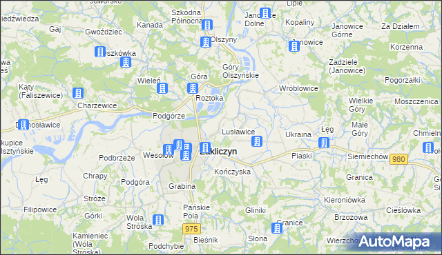 mapa Lusławice gmina Zakliczyn, Lusławice gmina Zakliczyn na mapie Targeo