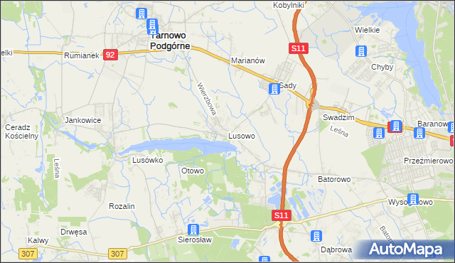 mapa Lusowo, Lusowo na mapie Targeo