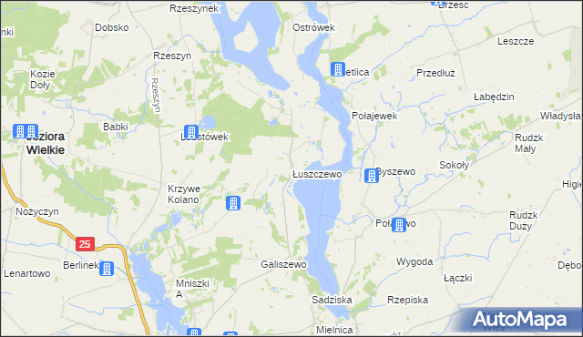 mapa Łuszczewo gmina Skulsk, Łuszczewo gmina Skulsk na mapie Targeo