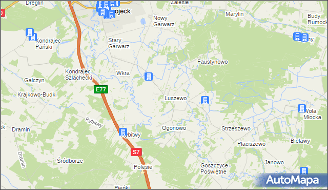 mapa Luszewo gmina Glinojeck, Luszewo gmina Glinojeck na mapie Targeo